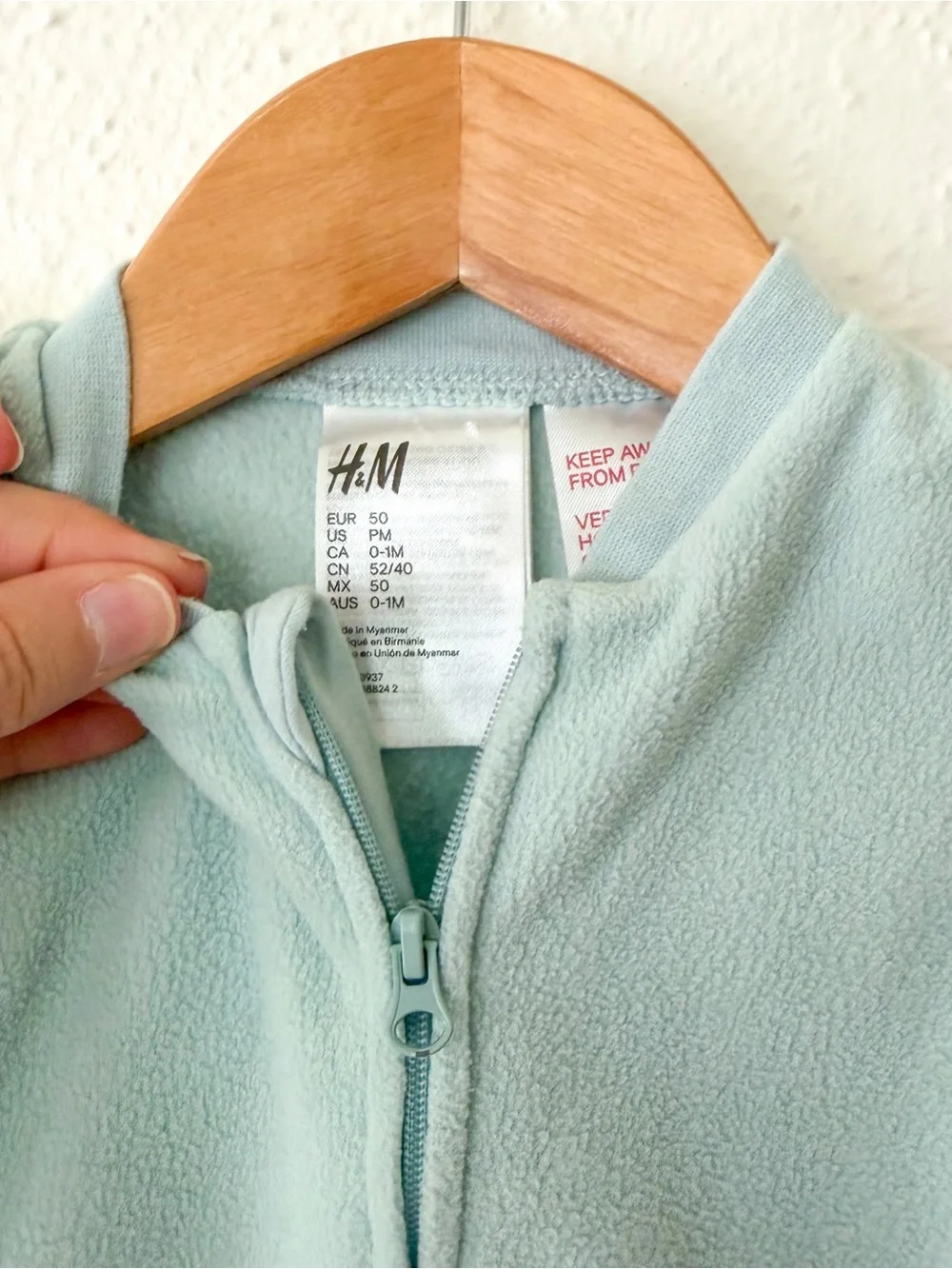 H&M Ocean Blue Fleece Zip-Front Sleeper Jumpsuit